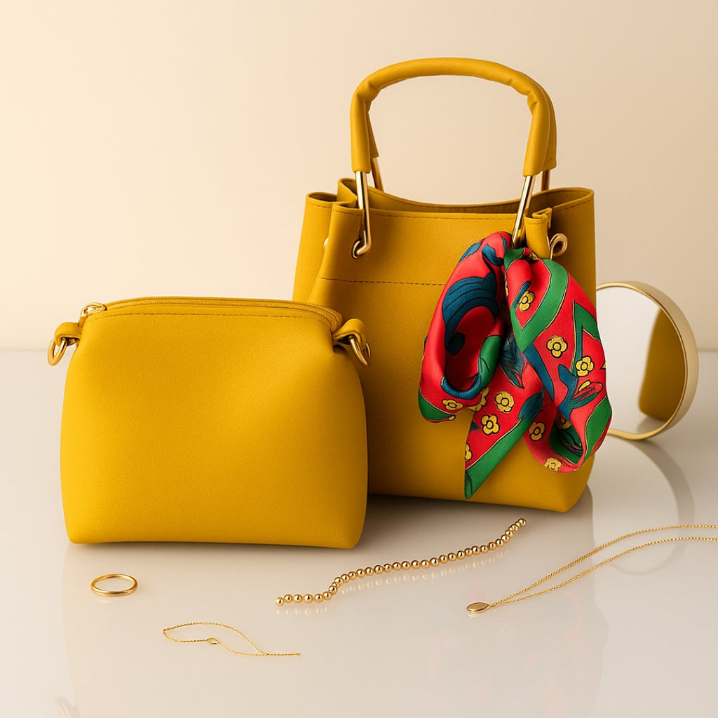 Bellisse PU Leather Hand Bag Set 2 Pc