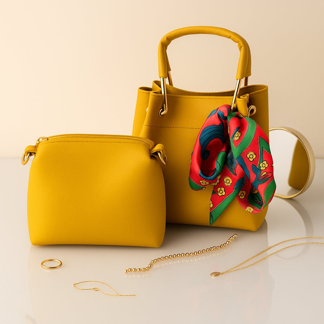 Bellisse PU Leather Hand Bag Set 2 Pc