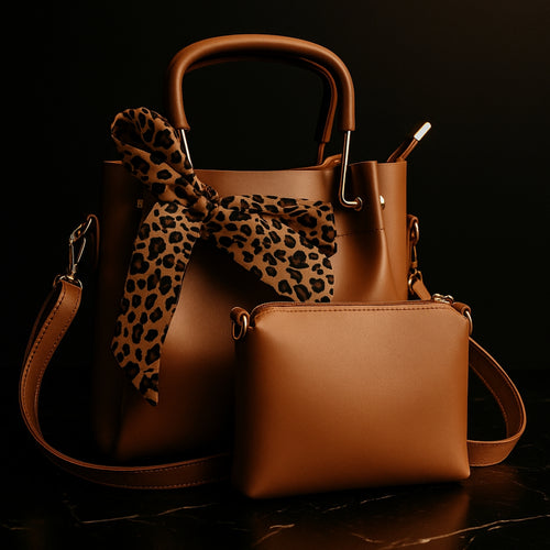 BARBARA Leather Hand Bag Set 2Pc