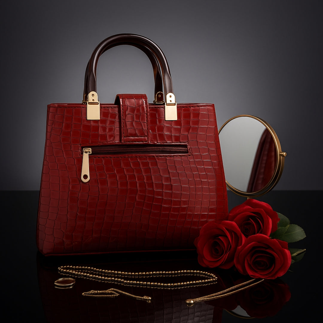 CRIMSON Textured Hand Bag