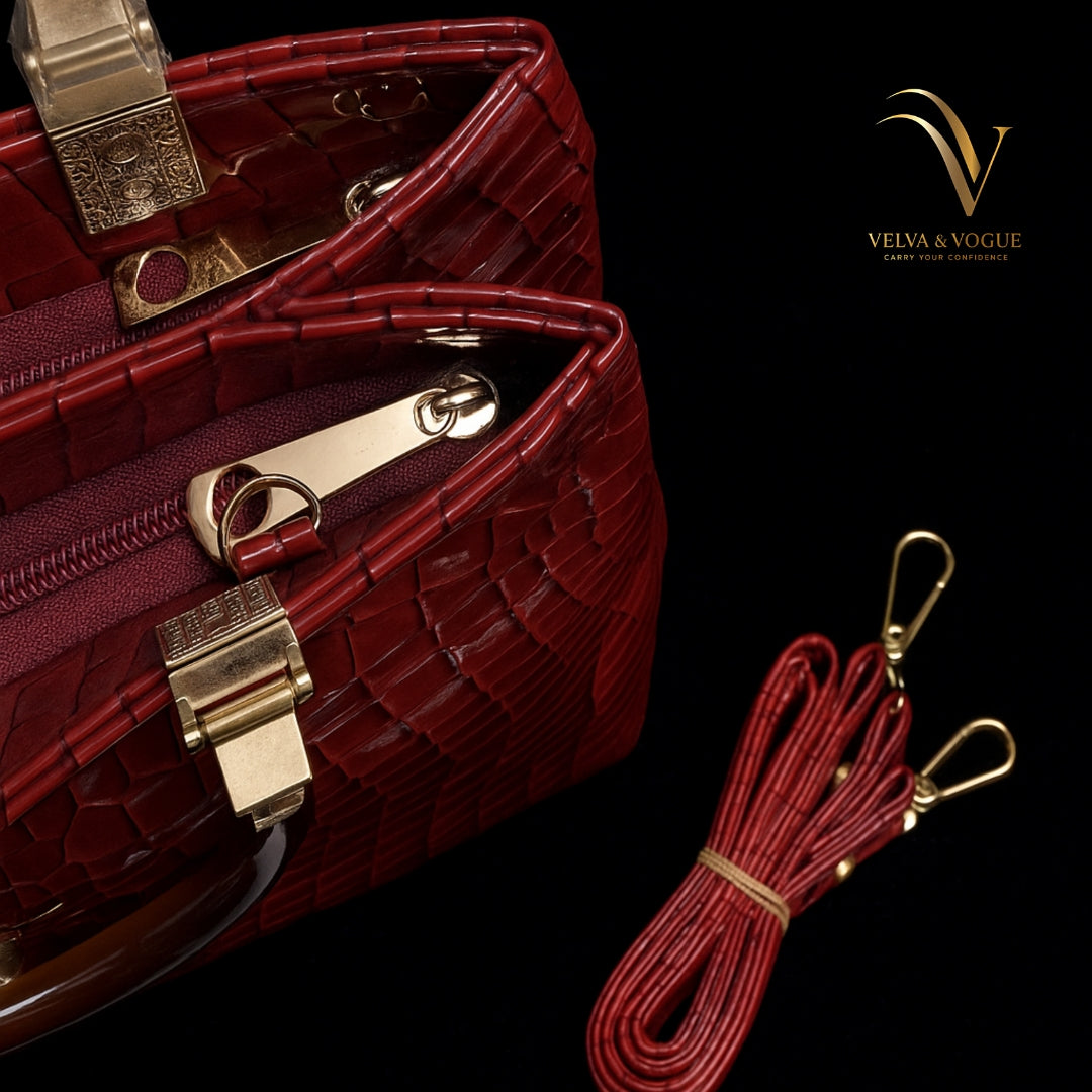 CRIMSON Textured Hand Bag