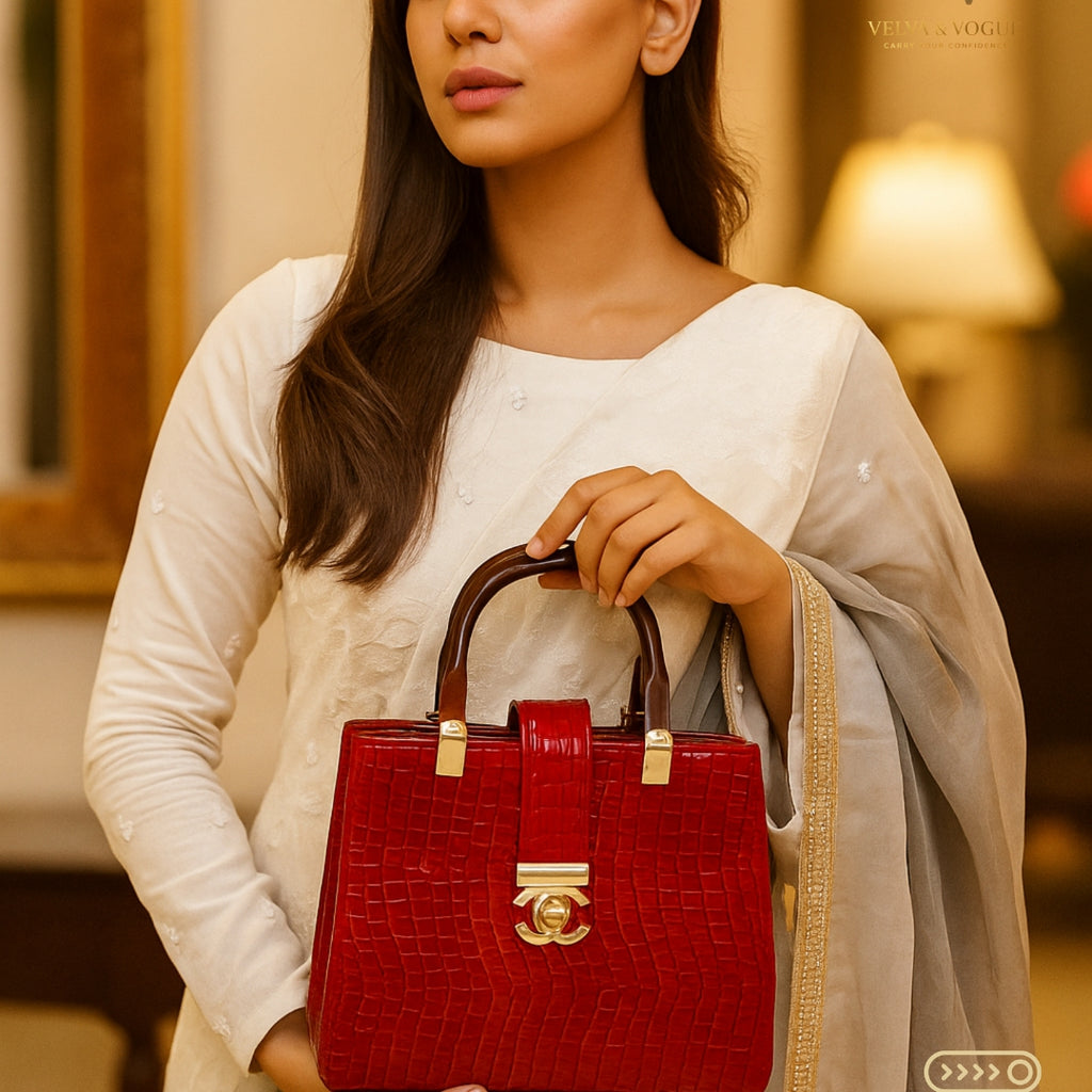 CRIMSON Textured Hand Bag