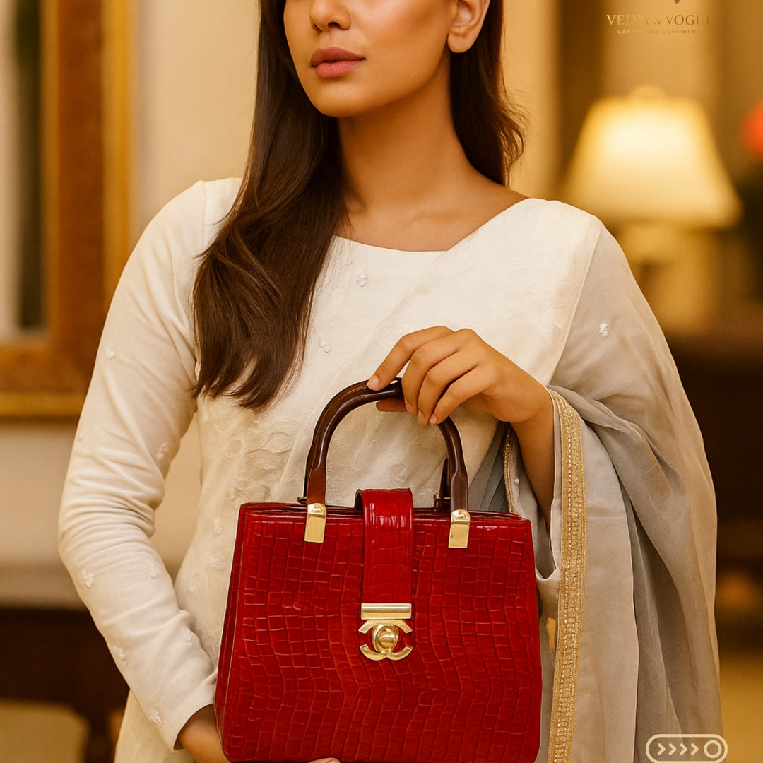 CRIMSON Textured Hand Bag
